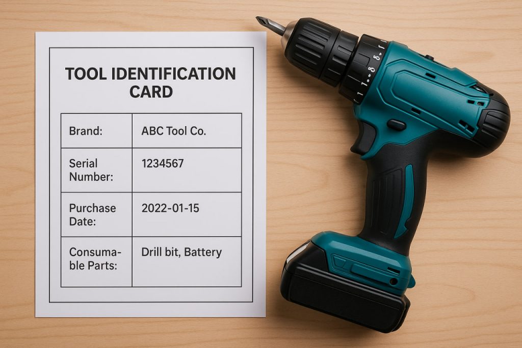 نمونه فرم شناسنامه ابزار برقی با مشخصات فنی و قطعات مصرفی - سرویس و نگهداری ابزار