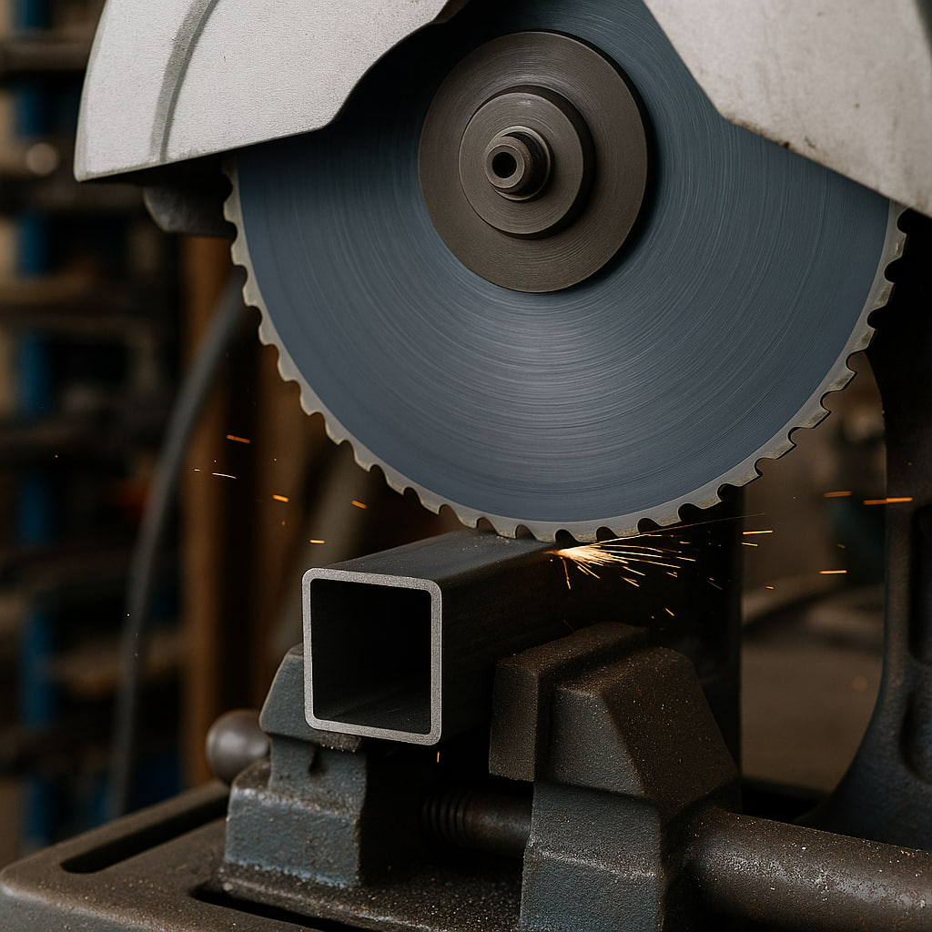 برش پروفیل آهنی با تیغ اره مخصوص فلز و TPI بالا