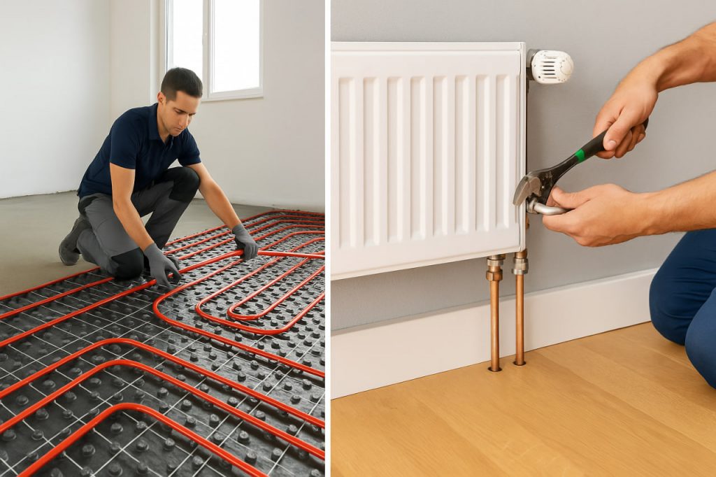 مقایسه مراحل نصب گرمایش از کف و رادیاتور در اجرا